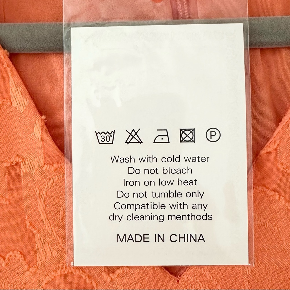 🌴 🆕  BELONGSCI Shift Design Dress V-Neck 3/4 Bell Sleeve. Orange. Size M.  NWT. - Picture 6 of 10